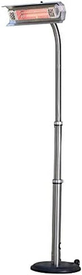 02117 Telescoping Offset Pole Mounted Infrared Patio Heater With Wheels 1500 Watt Indoor Outdoor Powder Coated