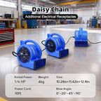 1/4 HP 1000 CFM Air Mover Blower Fan with 3 Speeds, Blue in Blue, alternate view 3
