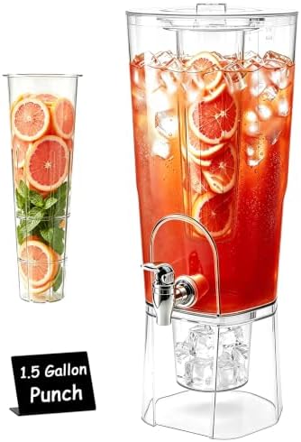 1.5 Gallon Drink Dispenser for Parties, Large lemonade Beverage Container