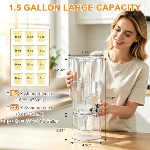 1.5 Gallon Drink Dispenser for Parties, Large lemonade Beverage Container, alternate view 3