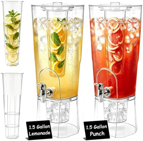 1.5 Gallon Drink Dispensers for Parties with Fruit Infuser 2 Pcs