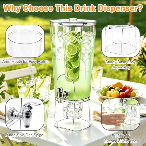 1.5 Gallon Drink Dispensers for Parties with Fruit Infuser 2 Pcs, alternate view 6