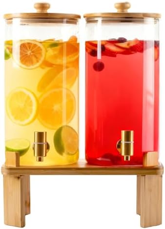 1.5 gallon glass iced beverage drink dispensers for parties with stand