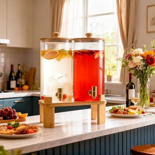 1.5 gallon glass iced beverage drink dispensers for parties with stand, alternate view 2