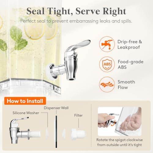 1.6 Gallon Drink Dispenser for Party with Leak-Proof Spigot, 2 Pcs in Transparent, alternate view 5