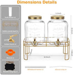 1.6 gallon Glass Beverage Dispenser with Stand, 2PACK Lemonade Dispenser with Spigot Stainless Steel, Drink, alternate view 3