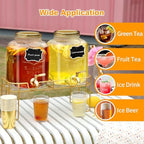 1.6 gallon Glass Beverage Dispenser with Stand, 2PACK Lemonade Dispenser with Spigot Stainless Steel, Drink, alternate view 5