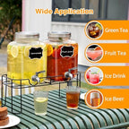 1.6 Gallon Glass Drink dispenser, 2 PCS Beverage Dispenser With Stand, Lemonade Dispenser with Stainless Steel, alternate