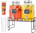 1.6 Gallon Glass Drink Dispenser with Stand & Fruit Infuser 2 Pcs