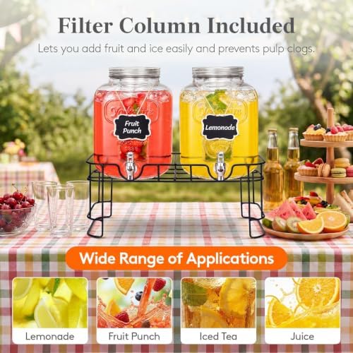 1.6 Gallon Glass Drink Dispenser with Stand & Fruit Infuser 2 Pcs, alternate view 6