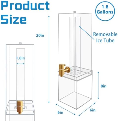 1.8 Gallon Large Drink Dispenser, Drink Dispenser with Acrylic Stand, Drink Dispensers for Parties with Ice, alternate view 3