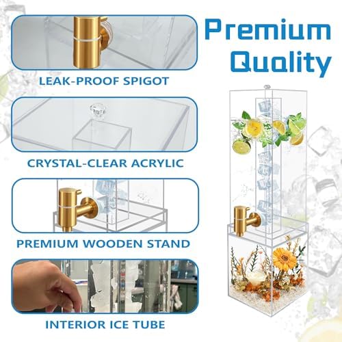 1.8 Gallon Large Drink Dispenser, Drink Dispenser with Acrylic Stand, Drink Dispensers for Parties with Ice, alternate view 4