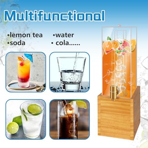 1.8 Gallon Large Drink Dispenser, Drink Dispenser with Wood Stand, Beverage Dispenser with with Ice Core, alternate view 6