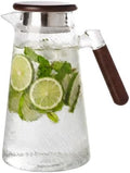 1.8L Glass Pitcher with Lid, Borosilicate Glass Carafe for Hot/Cold Drink, Water Pitchers with Handle for