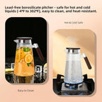 1.8L Glass Pitcher with Lid, Borosilicate Glass Carafe for Hot/Cold Drink, Water Pitchers with Handle for, alternate view 7