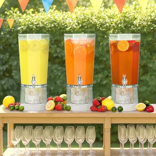 1 Gallon (128 OZ) Drink Dispensers for Parties 2 Pcs, 4L Plastic Beverage Containers with Stand for, alternate view 2