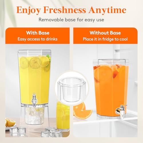 1 Gallon (128 OZ) Drink Dispensers for Parties 2 Pcs, 4L Plastic Beverage Containers with Stand for, alternate view 6
