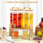 1 Gallon 2 PCS Glass Beverage Dispenser, Drink Dispensers for Parties, alternate view 6