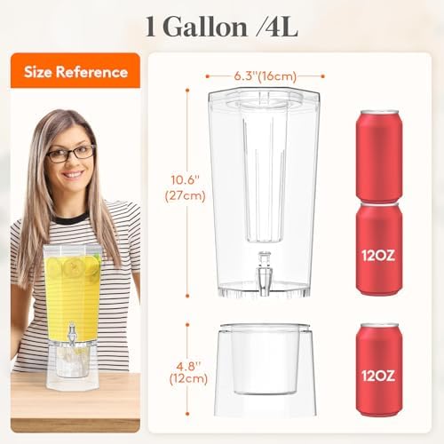 1 Gallon Drink Dispenser for Parties with Fruit Infuser 2 Pcs, alternate view 2
