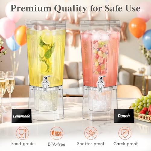 1 Gallon Drink Dispenser for Parties with Fruit Infuser 2 Pcs, alternate view 3