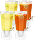 1 Gallon Drink Dispenser for Party with Leak-Proof Spigot, 4 Pcs in Transparent