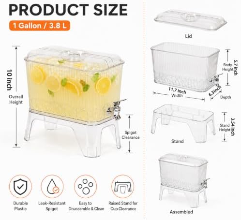 1 Gallon Drink Dispenser with Spigot and Stand, 2 Pack, alternate view 2