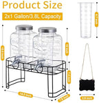 1 Gallon Glass Beverage Dispenser Set of 2 with Stand & Fruit Infuser, Stainless Steel Spigot, Beverage, alternate view 3