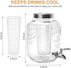 1 Gallon Glass Beverage Dispenser with Lid, Stainless Steel Spigot, Glass Drink Dispensers for Parties, Lemonade, alternate