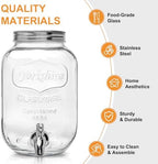 1 Gallon Glass Beverage Dispenser with Lid, Stainless Steel Spigot, Glass Drink Dispensers for Parties, Lemonade, alternate