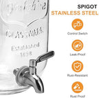 1 Gallon Glass Beverage Dispenser with Lid, Stainless Steel Spigot, Glass Drink Dispensers for Parties, Lemonade, alternate