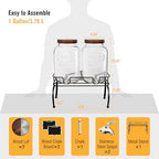 1 Gallon Glass Drink Dispenser for Parties with Stand, 2 Pcs, alternate view 3
