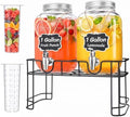 1 Gallon Glass Drink Dispenser with Stand & Fruit Infuser 2 Pcs