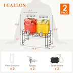1 Gallon Glass Drink Dispenser with Stand & Fruit Infuser 2 Pcs, alternate view 2