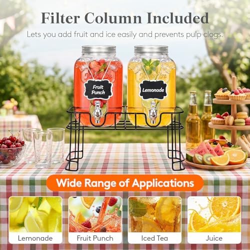 1 Gallon Glass Drink Dispenser with Stand & Fruit Infuser 2 Pcs, alternate view 6