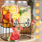 1 Gallon Glass Drink Dispensers For Parties, Lemonade Beverage Dispenser With Stand And Spigot For BBQ, Picnic, alternate