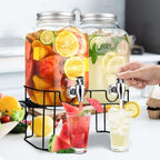 1 Gallon Glass Drink Dispensers For Parties, Lemonade Beverage Dispenser With Stand And Spigot For BBQ, Picnic, alternate