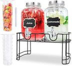 1 Gallon Glass Drink Dispensers For Parties-Set of 2, Leak-Proof Spigot
