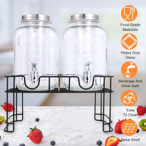 1 Gallon Glass Drink Dispensers For Parties-Set of 2, Leak-Proof Spigot, alternate view 4