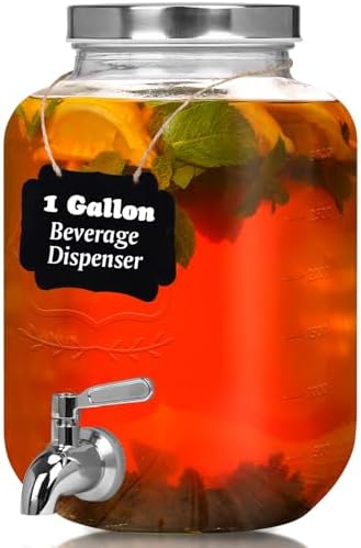 1 Gallon Glass Drinks Dispenser for Parties