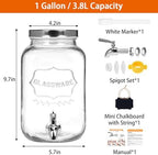1 Gallon Glass Drinks Dispenser for Parties, alternate view 3