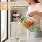 1 Gallon Glass Pitcher with Lid, 2 Pack Ribbed Green Glass Water Carafe with Spout for Iced Tea, Coffee, Juice, alternate