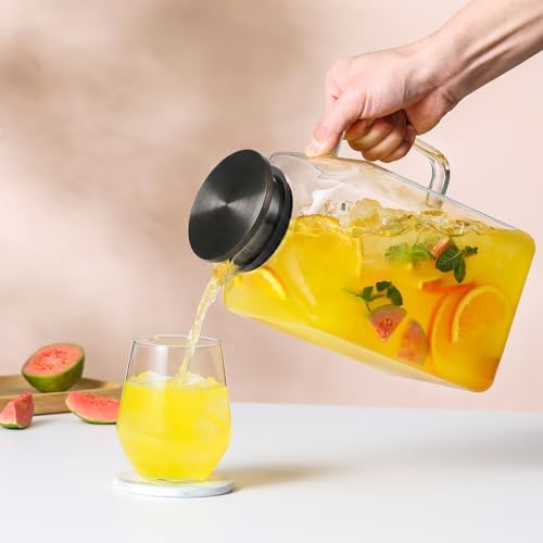 1 Gallon Square Glass Pitcher with Lid and Spout, Borosilicate Glass Carafe for Hot/Cold Drink, Water Pitchers, alternate