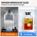 1 Gallon Square Glass Pitcher with Lid and Spout, Borosilicate Glass Carafe for Hot/Cold Drink, Water Pitchers, alternate