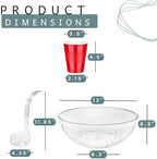 1 Large Disposable Plastic Serving Bowl with 1 Ladle and 18 Plastic Red Cups, 1.5 Gallon (192 oz) Clear Salad &, alternate