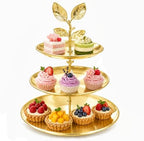 1 Pack 3 Tier Gold Cupcake Stand, Tiered Serving Tray in Pale Gold