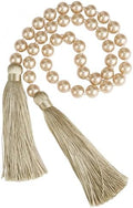 1 Pack 34 Inch Pearl Glass Bead Garland with Tassels in Champagne Gold
