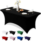 1 Pack 4FT Black Spandex Table Cloth 48 x 30 Inch in 48 x 30 Inch