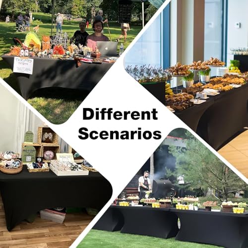 1 Pack 4FT Black Spandex Table Cloth 48 x 30 Inch in 48 x 30 Inch, alternate view 6