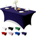 1 Pack 4FT Navy Blue Spandex Table Cloth 48 x 30 Inch in 48 x 30 Inch