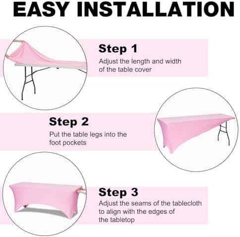1 Pack 4FT Pink Spandex Table Cloth 48 x 30 Inch in 48 x 30 Inch, alternate view 5